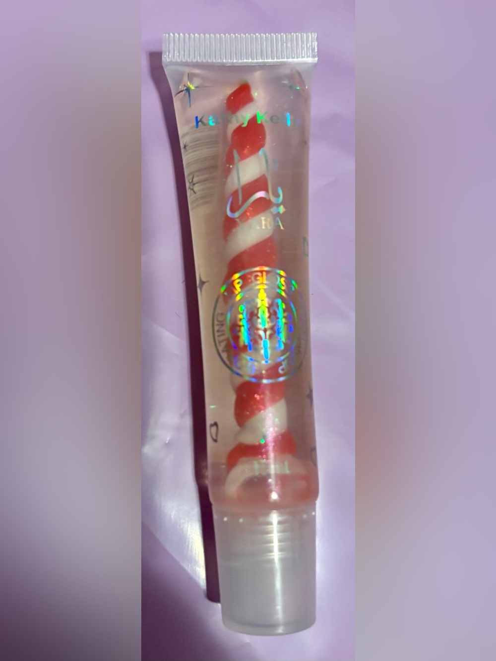 Yara Clear Lip Gloss Tube with Red & White Swirl